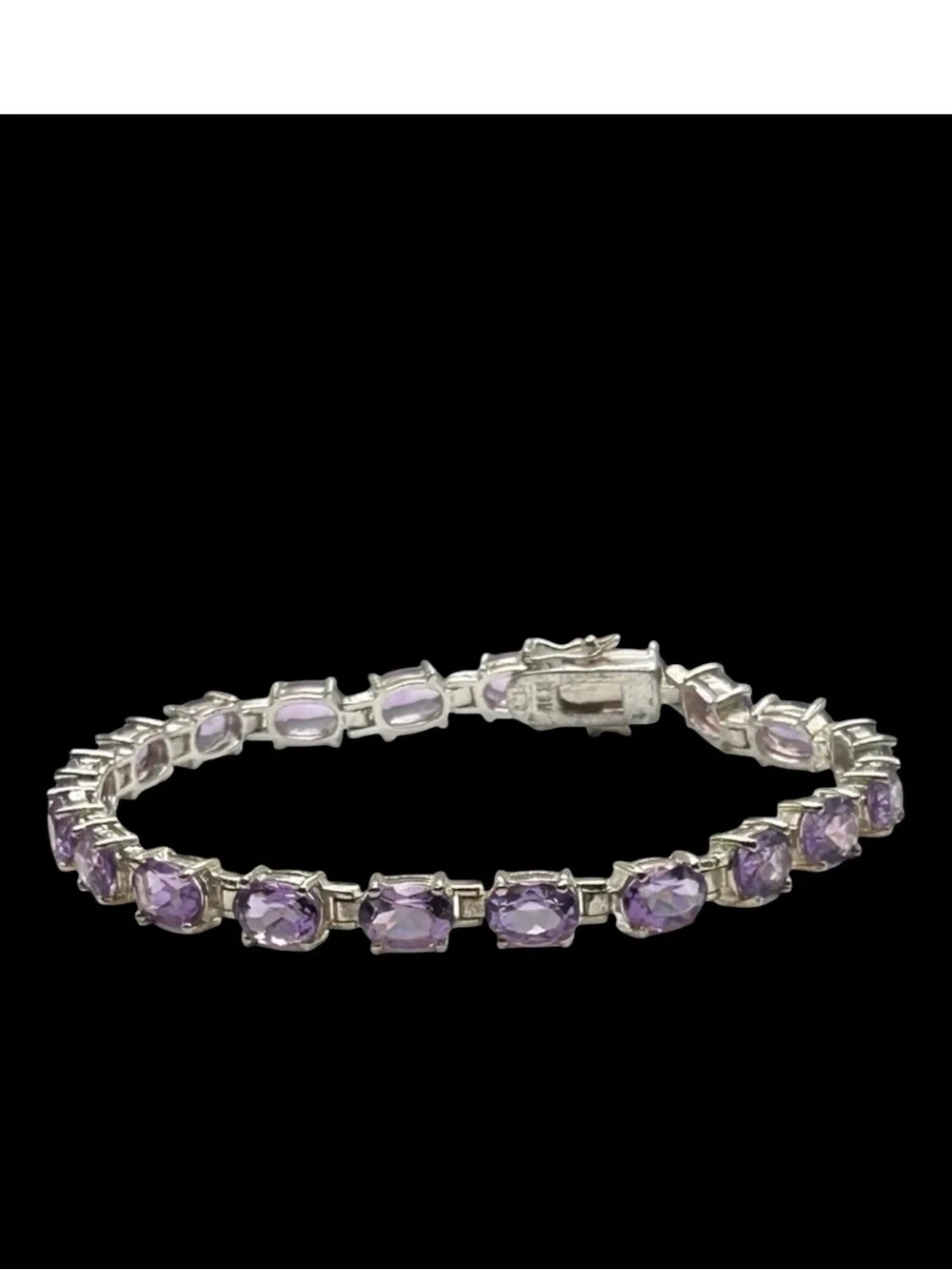 Lovely Genuine Amethyst Sterling Silver Tennis Bracelet
